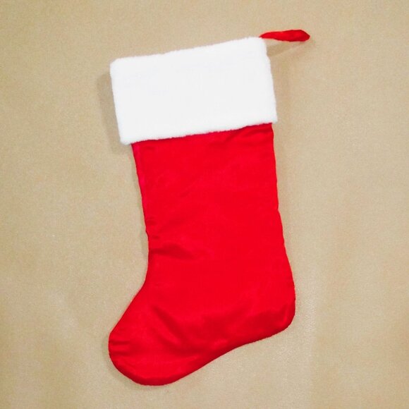 I Love My Labrador Christmas Stocking - Red Satin With Labrador Print & White Pl - Picture 3 of 3